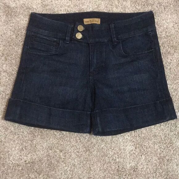 Dk blue cuffed denim shorts - Picture 1 of 2